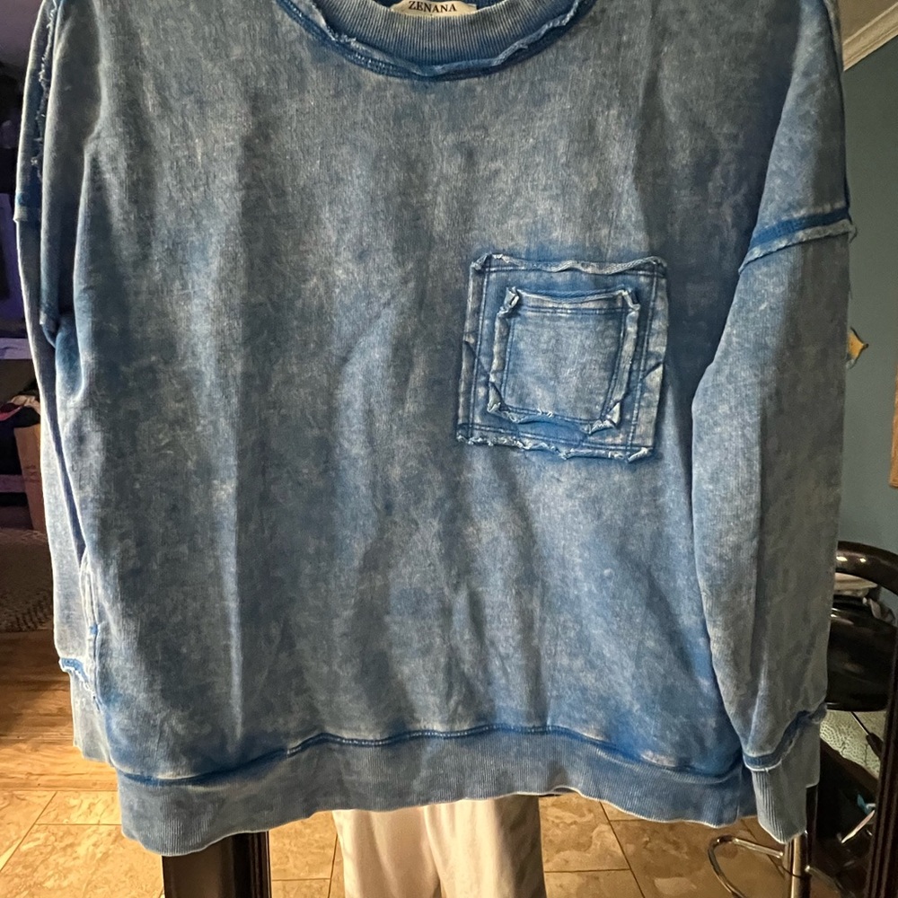 Blue Denim-Style Women's Top - Picture 8 of 8